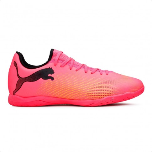 Chuteira Futsal Puma Future 7 Play IT BDP Masculina Rosa / Laranja