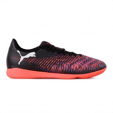 Chuteira Futsal Puma Future 8 Play IT Masculina Preto / Coral