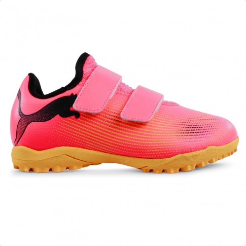 Chuteira Society Puma Future 7 Play Neymar Infantil Coral / Preto