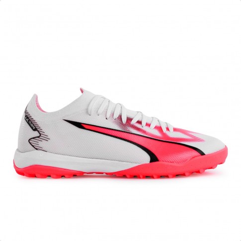 Chuteira Society Puma Ultra Match TT Bdp Unissex Branco / Coral