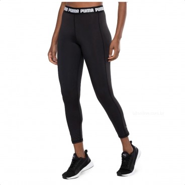 Calça Legging Puma Strong High Waist Preto / Branco