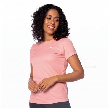 Camiseta Puma ESS Logo Poly Tee Feminina Rosa