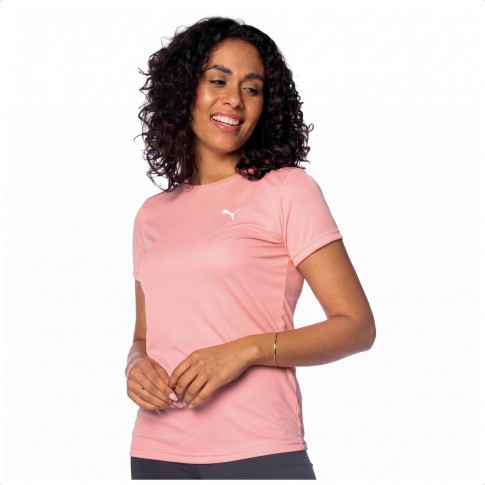 Camiseta Puma ESS Logo Poly Tee Feminina Rosa