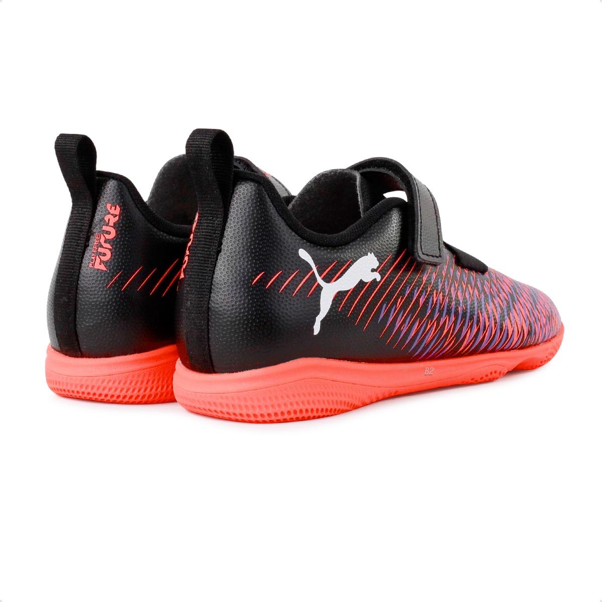 Chuteira Futsal Puma Future 8 Play IT V Jr Preto / Coral