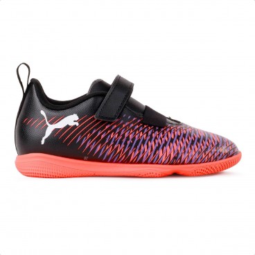 Chuteira Futsal Puma Future 8 Play IT V Jr Preto / Coral