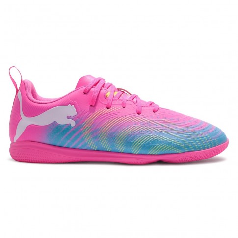 Chuteira Futsal Puma Future 9 Play IT Jr Rosa / Azul