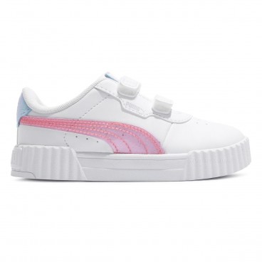 Tênis Puma Carina 3.0 Blurry Infantil Branco / Rosa