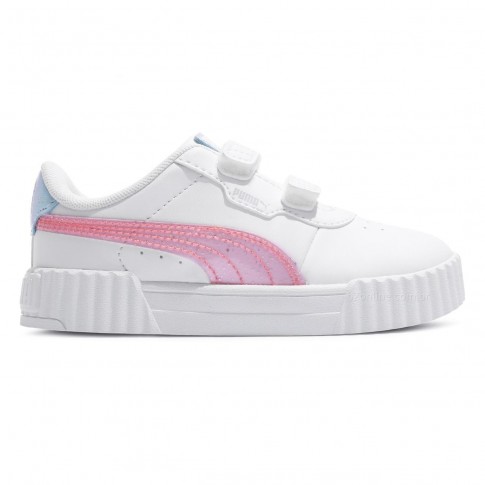 Tênis Puma Carina 3.0 Blurry Infantil Branco / Rosa