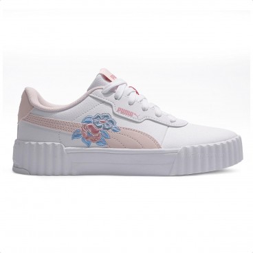 Tênis Puma Carina 3.0 Floral Juvenil Branco / Rosa