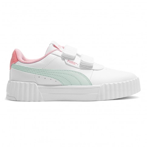 Tênis Puma Carina 3.0 Infantil Branco / Verde