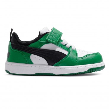 Tênis Puma Rebound V6 Infantil Verde / Branco