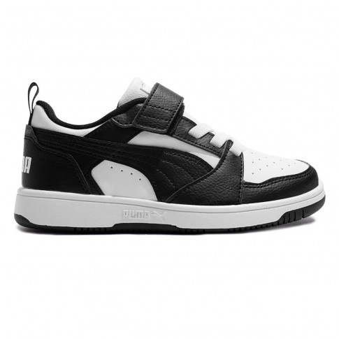 Tênis Puma Rebound V6 Juvenil Preto / Branco