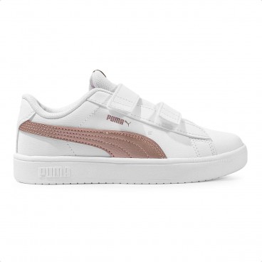 Tênis Puma Rickie Classic V PS Infantil Branco / Rosê