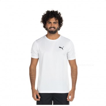 Camiseta Puma Active Small Logo Tee Masculina Branco / Preto