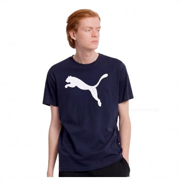 Camiseta Puma ESS Logo Poly Tee Masculina Marinho