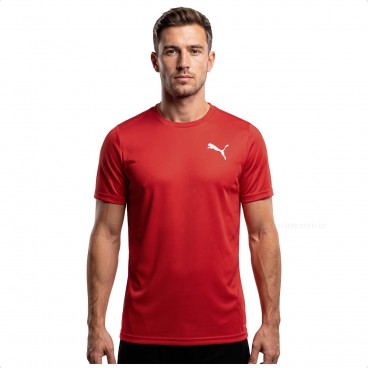 Camiseta Puma ESS Small Logo Poly Tee Masculina Vermelho