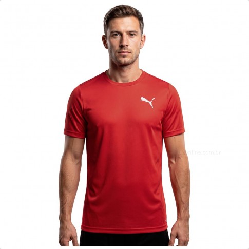 Camiseta Puma ESS Small Logo Poly Tee Masculina Vermelho