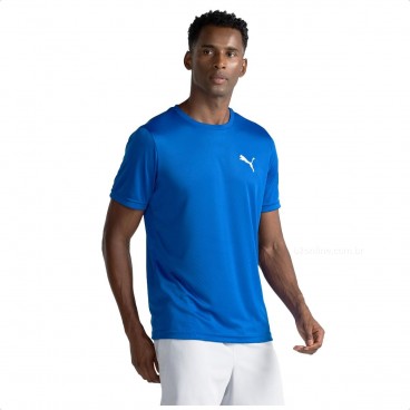 Camiseta Puma Essentials Logo Poly Tee Masculina Azul