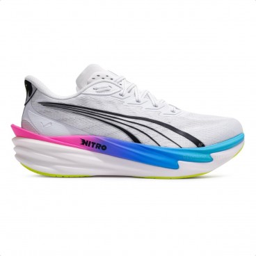 Tênis Puma Deviate Nitro 4 Masculino Branco / Azul