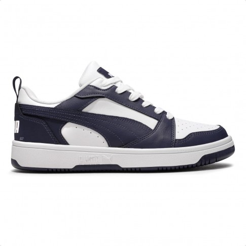 Tênis Puma Rebound V6 Low Bdp Masculino Branco / Azul
