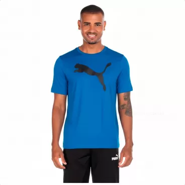 Camiseta Puma Active Big Logo Masculina Azul / Preto