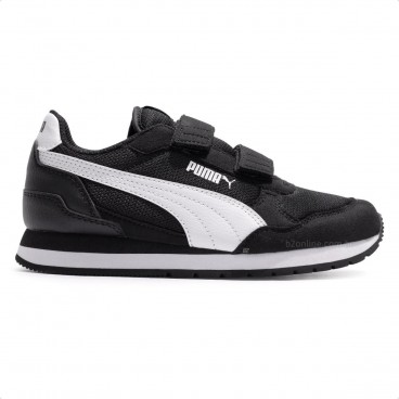 Tênis Puma St Runner V4 Mesh Juvenil Preto / Branco