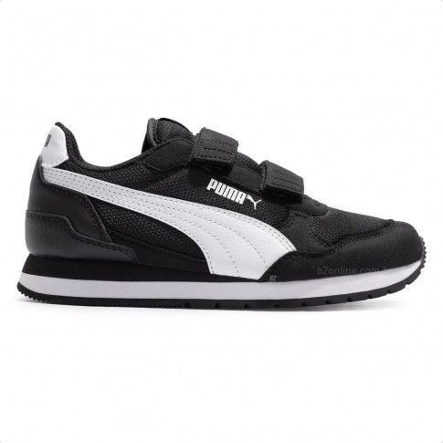 Tênis Puma St Runner V4 Mesh Juvenil Preto / Branco