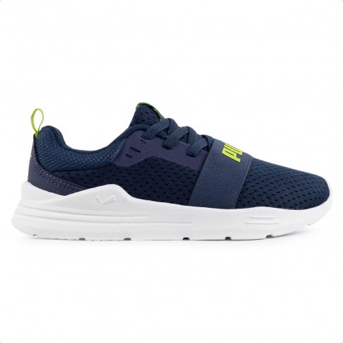 Tênis Puma Wired Run Infantil Marinho / Verde