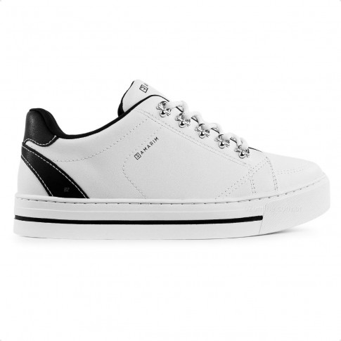 Tenis Ramarim Casual Cadarço Feminino Branco / Preto