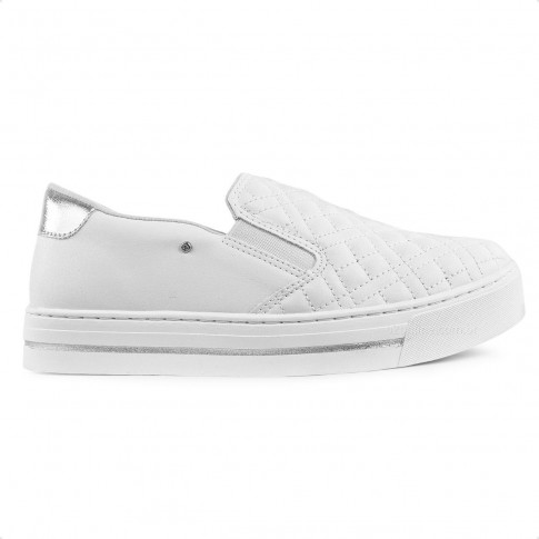 Tenis Ramarim Slip On Casual Feminino Branco / Prata