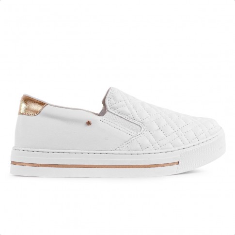 Tenis Ramarim Slip On Casual Feminino Branco / Rosê