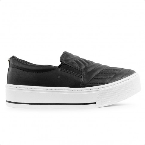 Tenis Ramarim Slip On Plataforma Feminino Preto /Branco