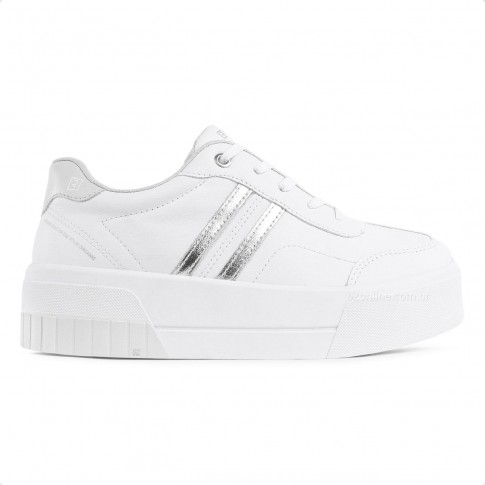 Tênis Ramarim SNK Casual Caixa Alta Feminino Branco / Prata