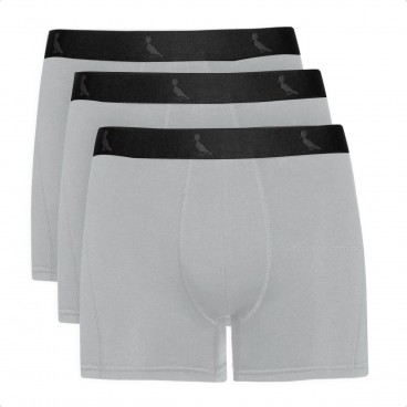 Kit 3 Cuecas Básicas Reserva Boxer Monocromático Cinza / Preto