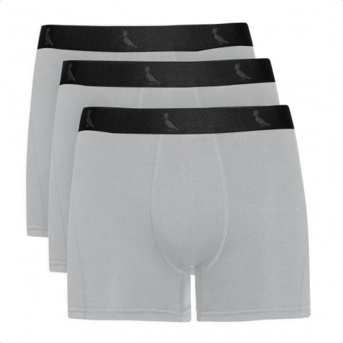 Kit 3 Cuecas Básicas Reserva Boxer Monocromático Cinza / Preto