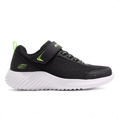 Tênis Skechers Bounder - Quantarun Infantil Preto / Verde