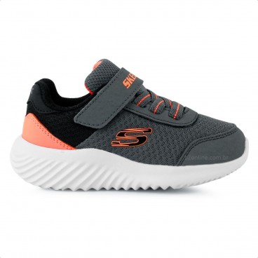Tênis Skechers Bounder Trekzic Infantil Cinza / Coral