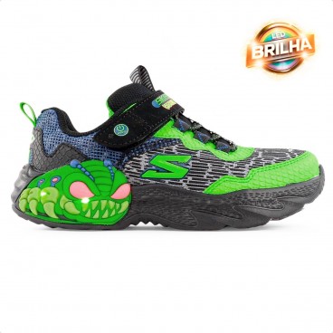 Tênis Skechers Creature Lights Infantil Preto / Verde