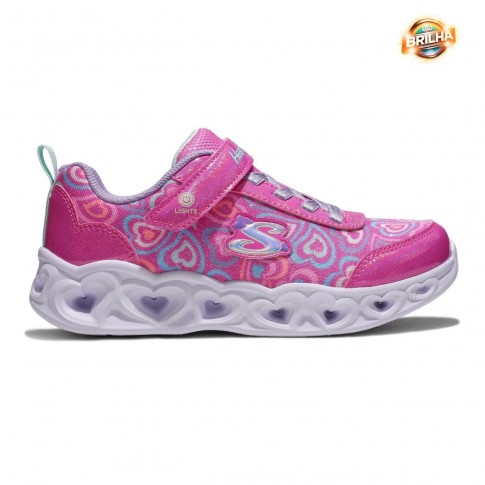 Tênis Skechers Heart Lights  Boogie Love Infantil Rosa / Lilas