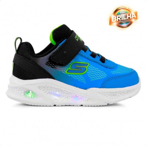 Tênis Skechers Meteor Lights Krendo Infantil Azul / Preto