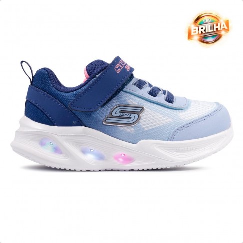 Tênis Skechers Sola Glow Ombre Deluxe Infantil Azul / Lilás