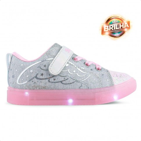 Tênis Skechers Twinkle Sparks Ice Heather Infantil Cinza / Rosa