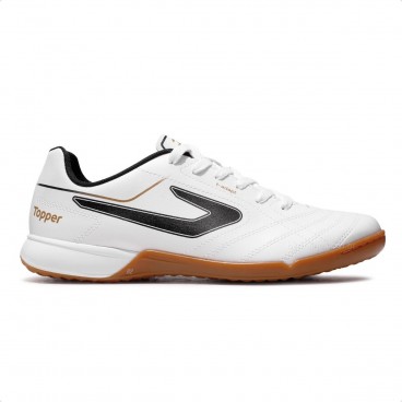 Chuteira Futsal Topper Bairro Unissex Branco / Marrom