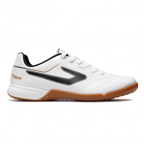 Chuteira Futsal Topper Bairro Unissex Branco / Marrom