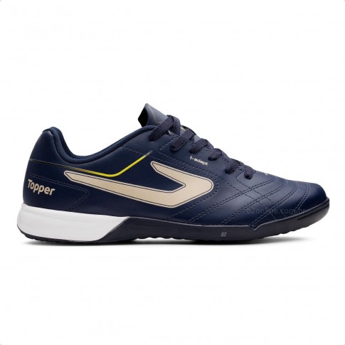 Chuteira Futsal Topper Bairro Unissex Marinho / Bege