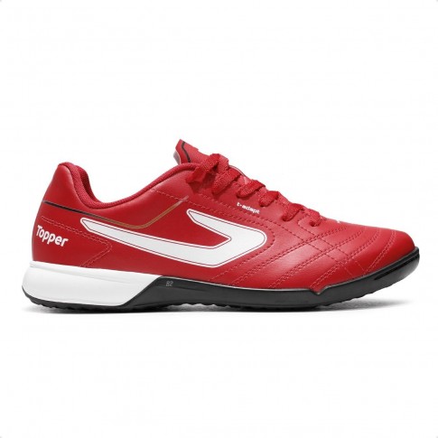 Chuteira Futsal Topper Bairro Unissex Vermelho / Branco