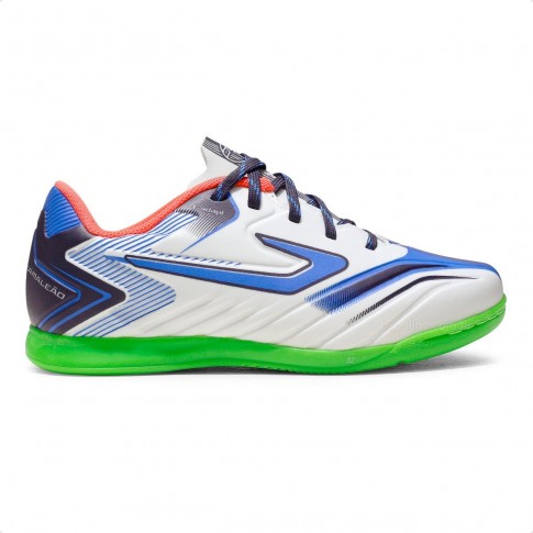 Chuteira Futsal Topper Camaleão Infantil Branco / Azul