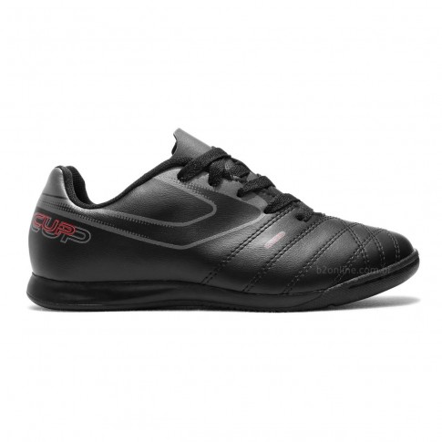 Chuteira Futsal Topper Cup 8 Juvenil Futebol de Salão Preto / Vermelho