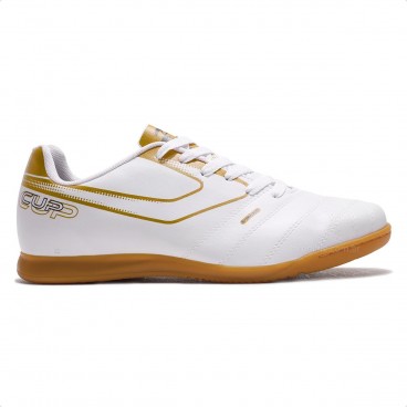 Chuteira Futsal Topper Cup 8 Masculina Branco / Dourado