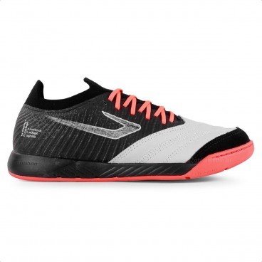 Chuteira Futsal Topper Dominator Fuse Unissex Preto / Coral